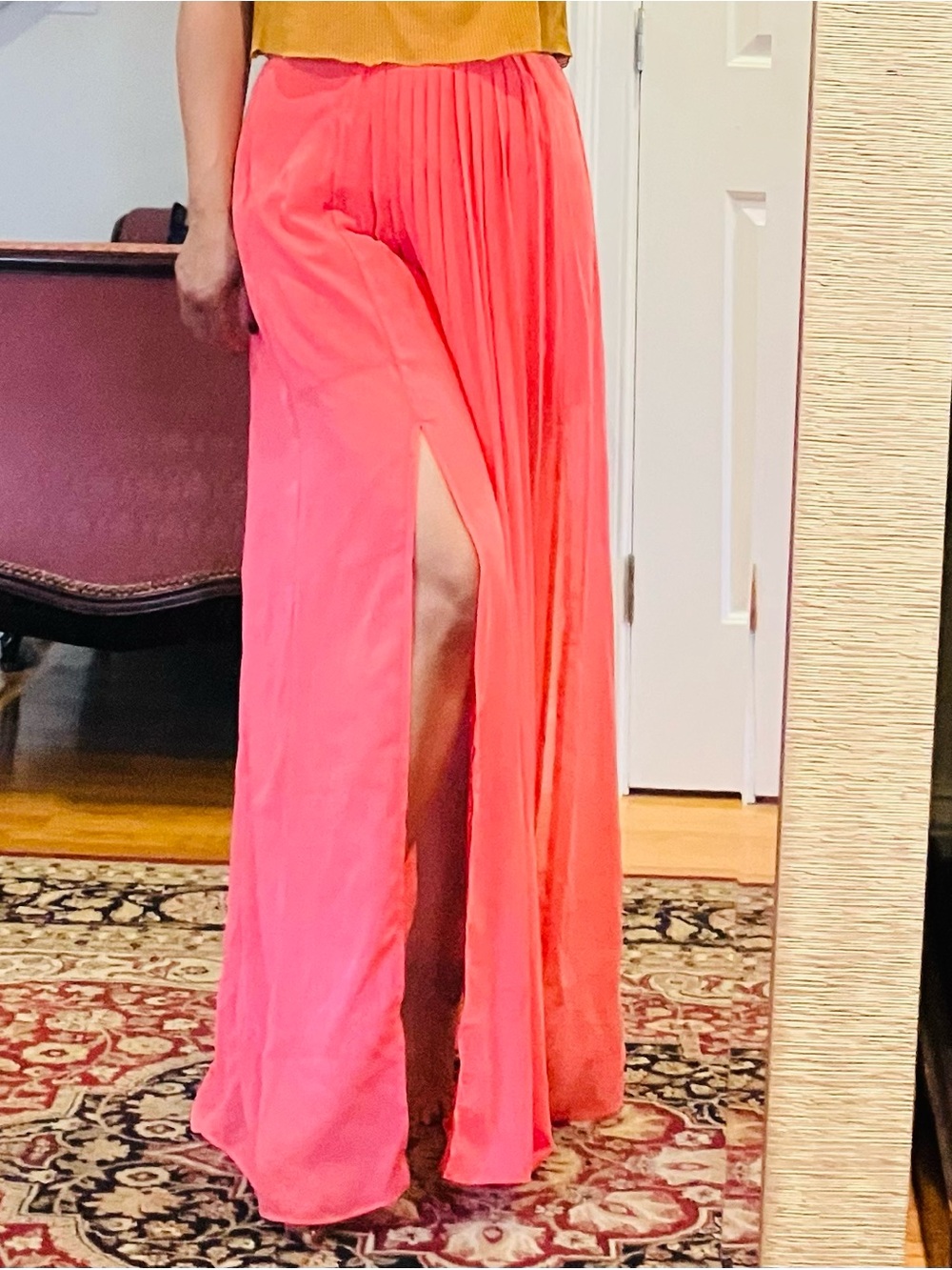 Costa Blanca Coral Pink Maxi Skirt with Side Slit